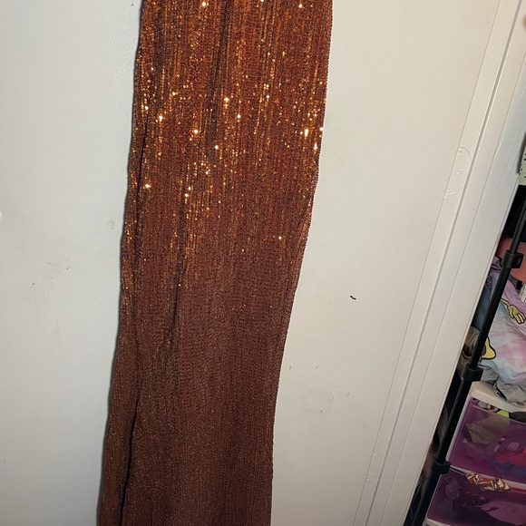 Brown sequence Long Dress - Picture 6 of 7
